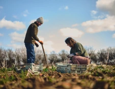 People gardening in allotment