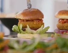 Burger made at What's Cooking?
