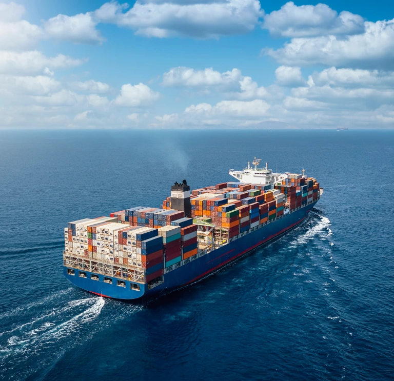 Shipping container at sea