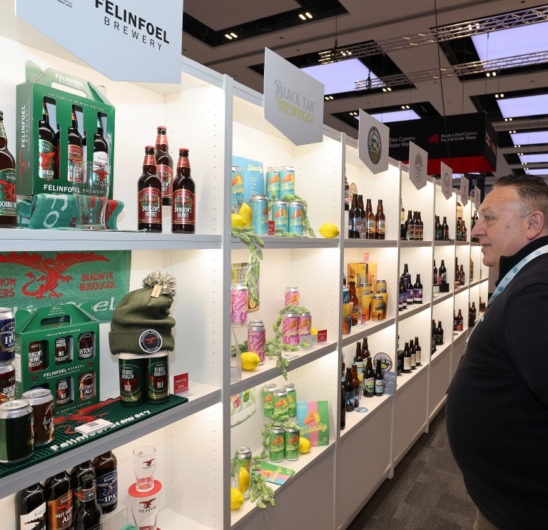 Welsh produce on display shelves