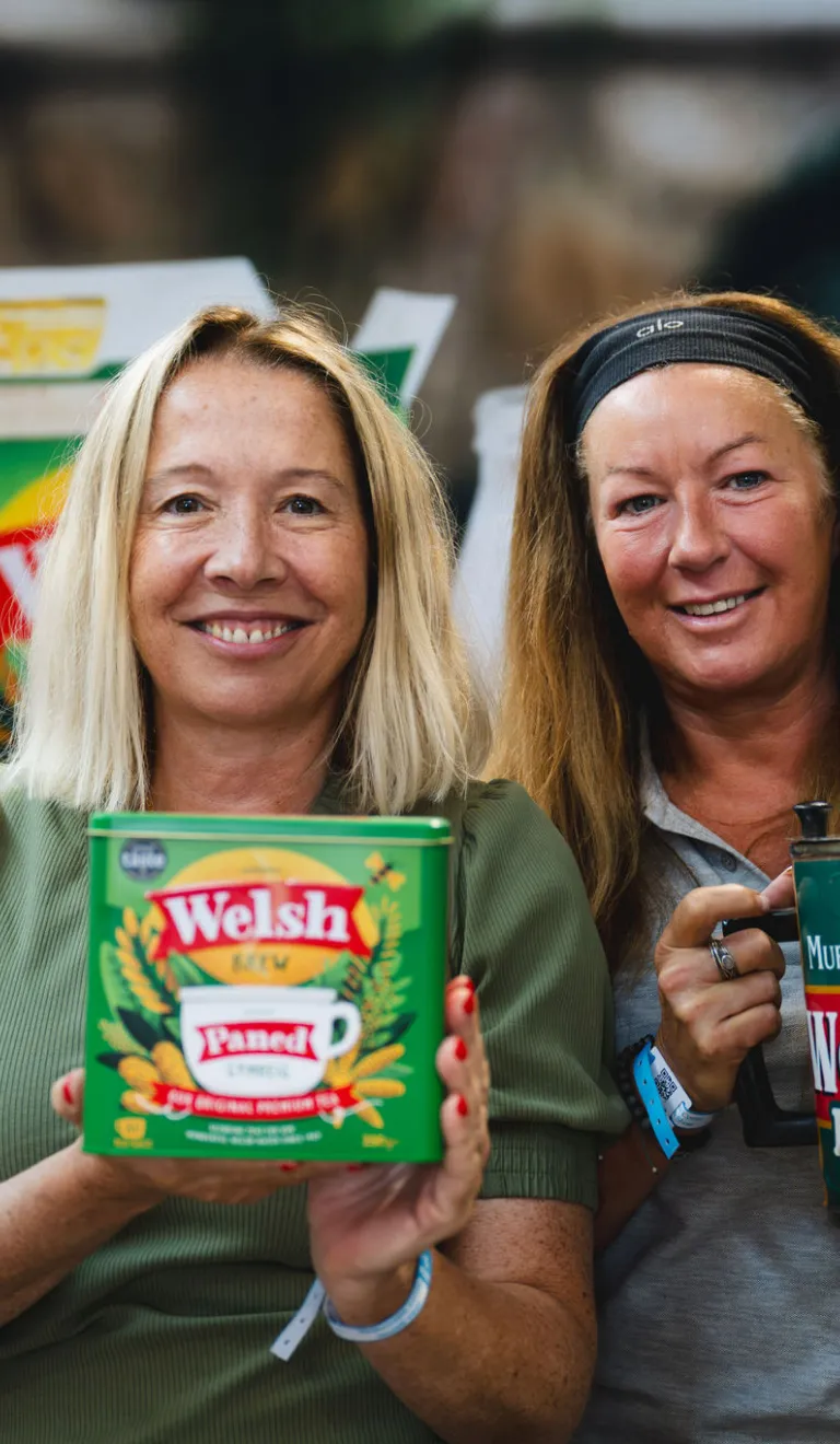 Ladies holding Welsh Brew Tea